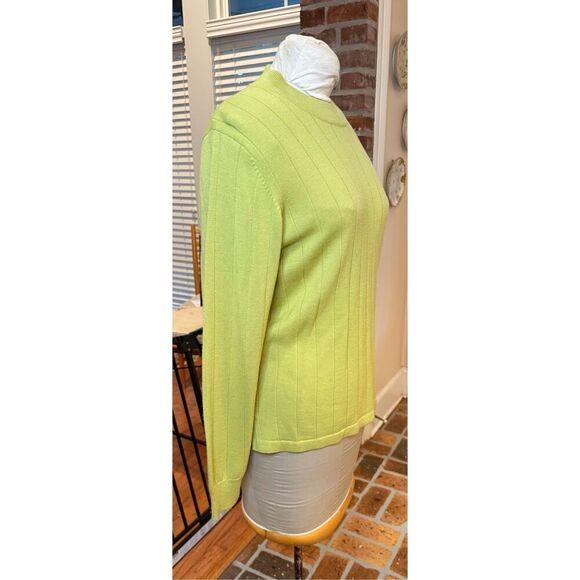 Harve Benard Mock Neck Ribbed Sweater Sz. XL Lime Green Pullover - Picture 4 of 6